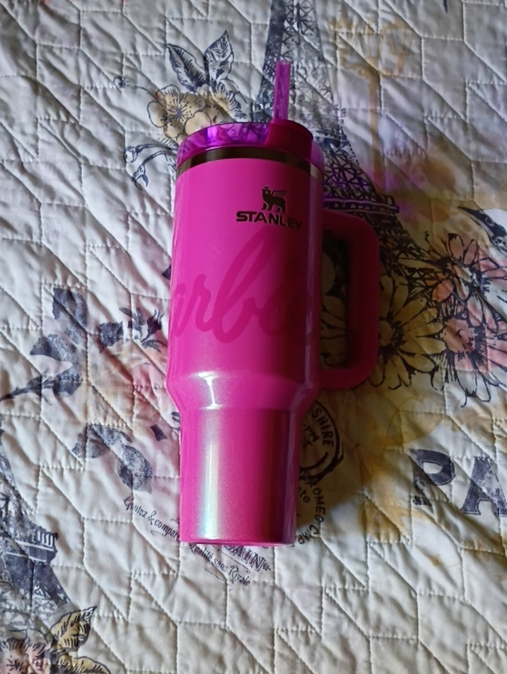 Barbie Stanley Pink Tumbler In Metallic Pink